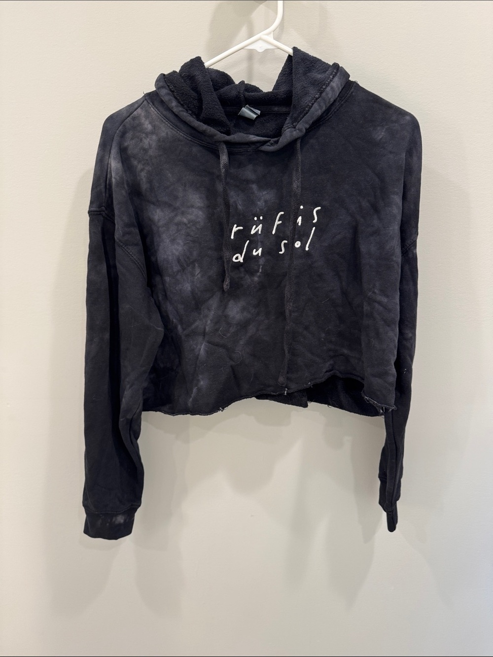 Rufus Du Sol Black Tie-Dye Cropped Hoodie